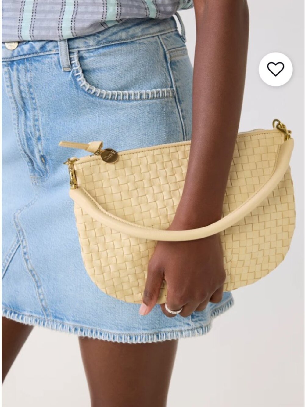 Clare V Petit Moyen Messenger Mini Zip-Top Bag Two Handles Cream *Flaw*
